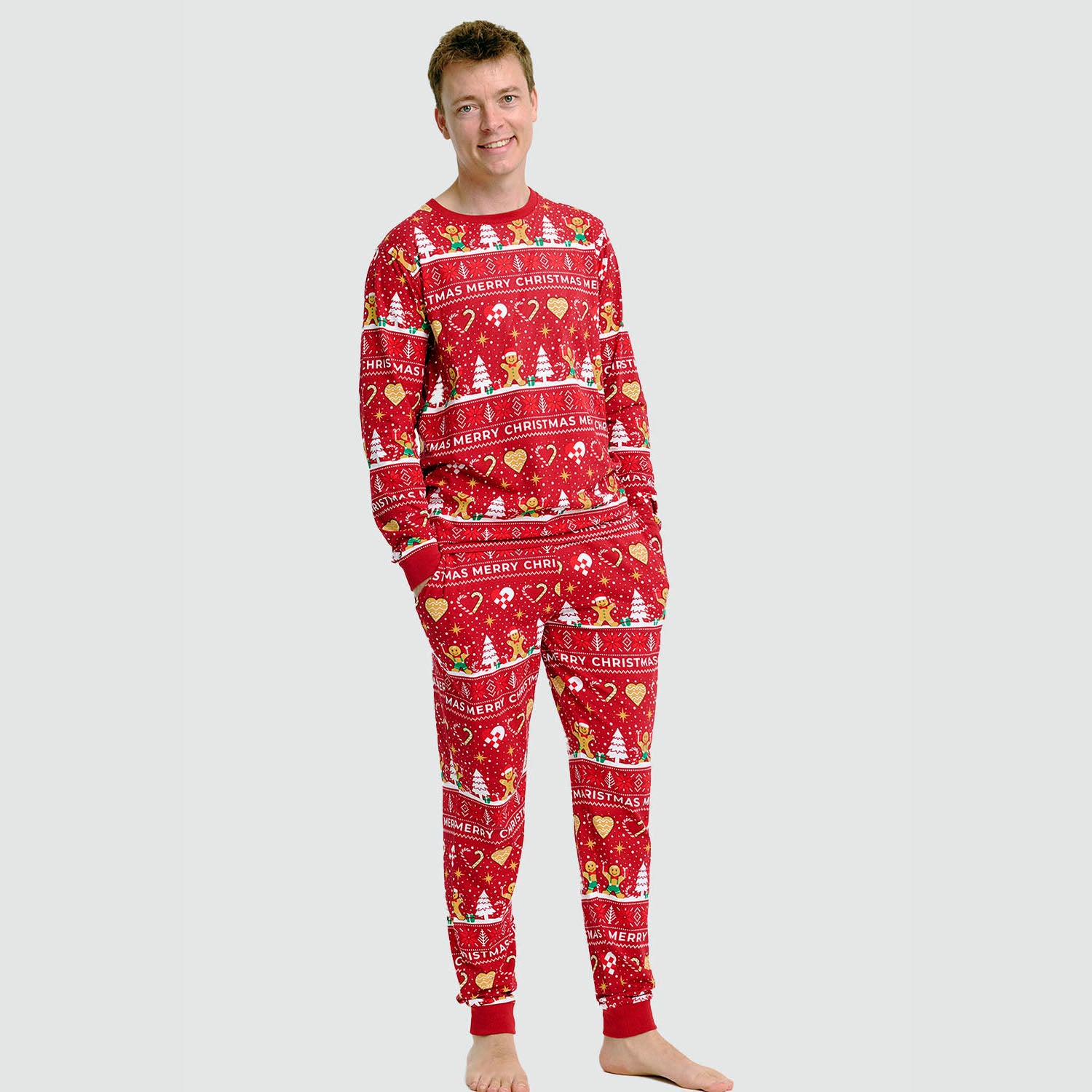 Weihnachtskeks Julepyjama Rot - Herren.
